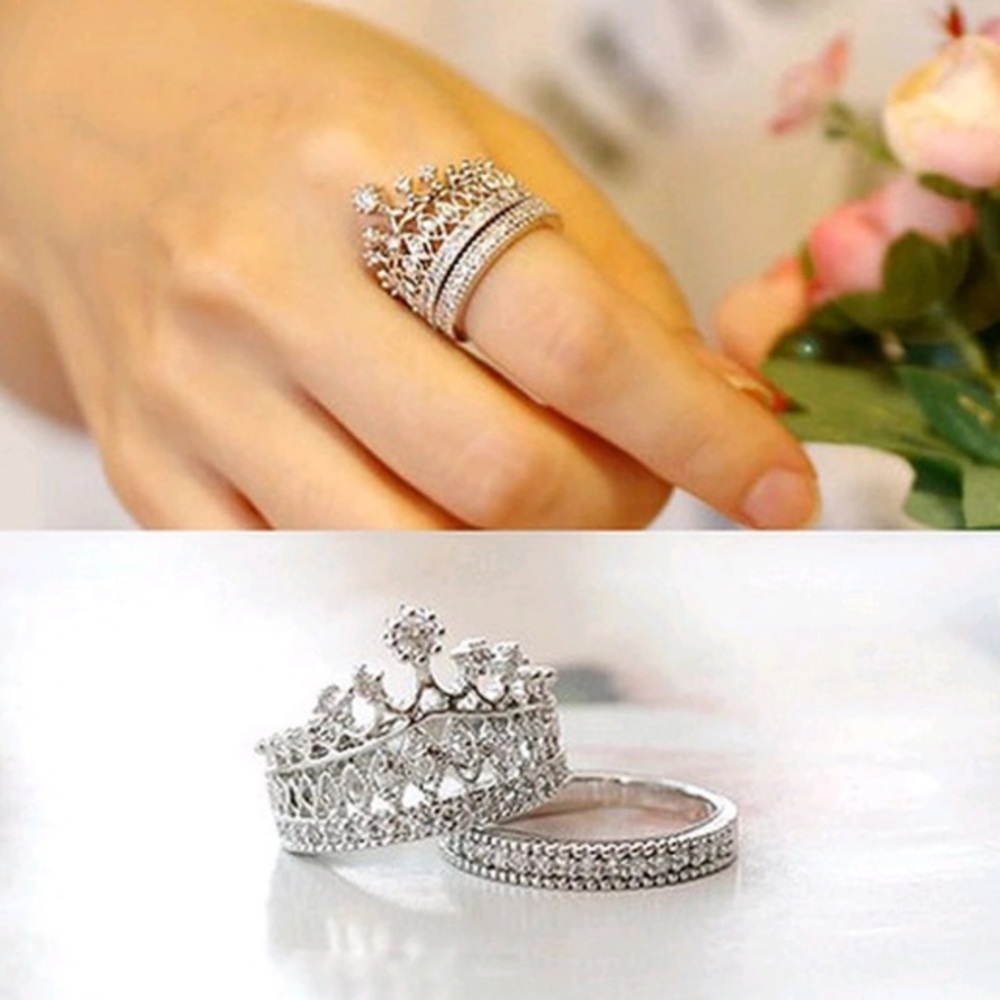 NEW!💙💎GORGEOUS! CROWN 👑 RING BAND SET!💎💎NICE! - Picture 2 of 8